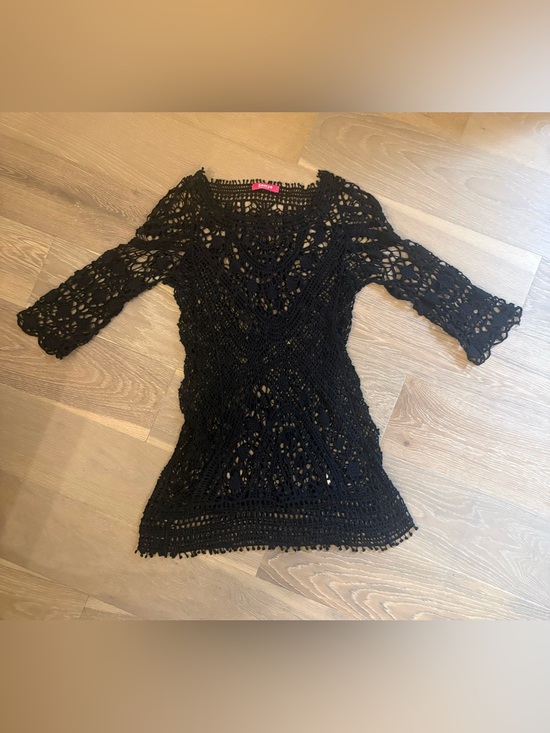 Somya Collection Other - Black Crochet Knit Tunic Top or Swimsuit Coverup